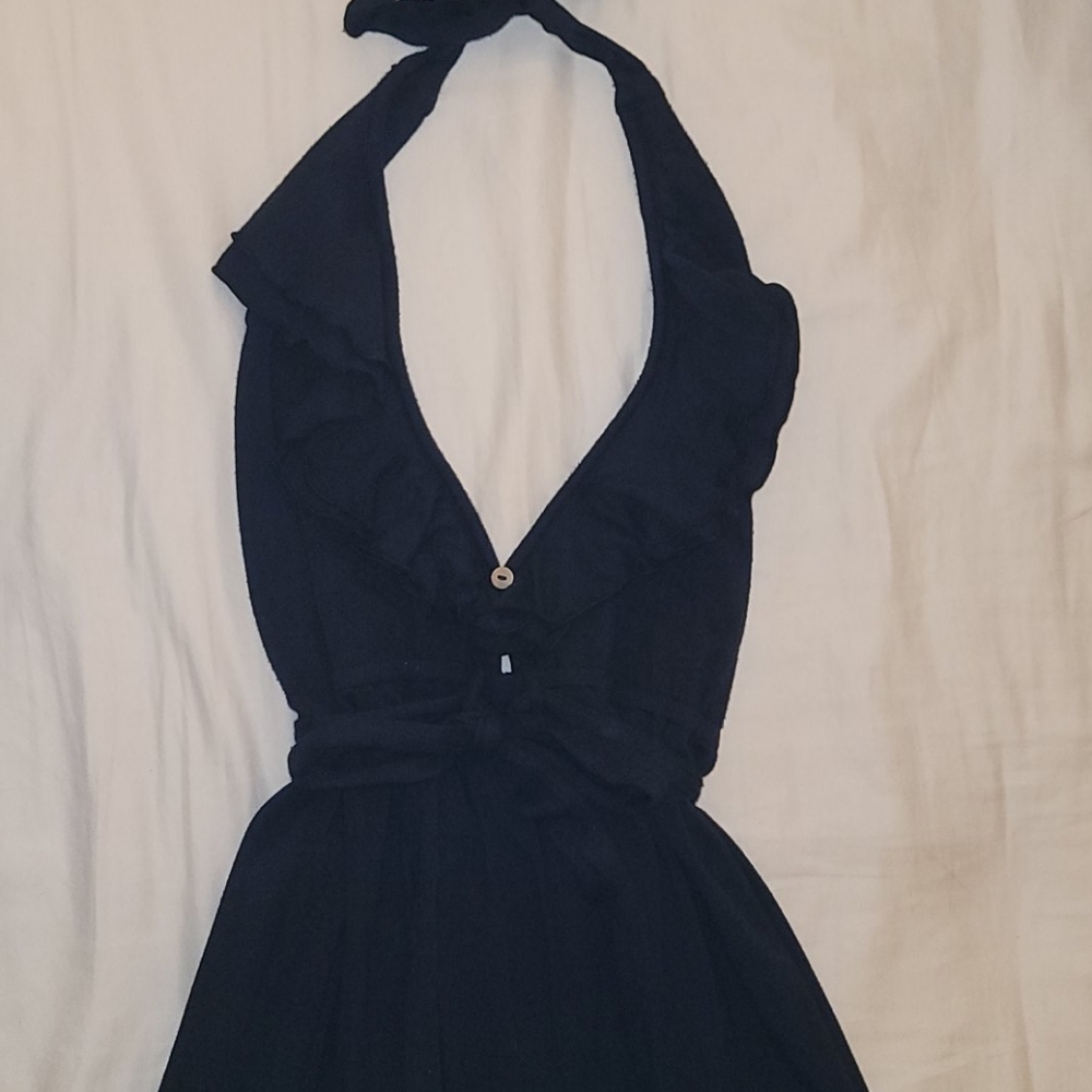 Ella Moss black halter dress with ruffles